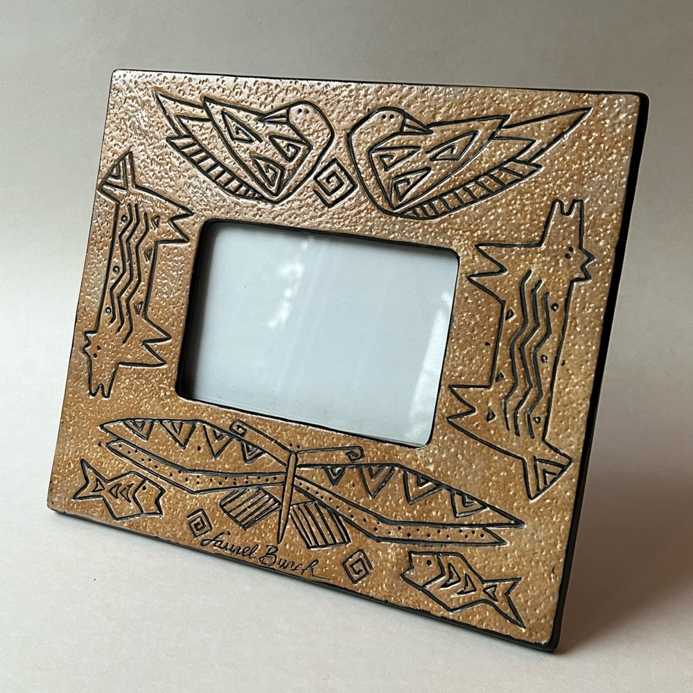 Laurel Burch abstract critters ceramic picture frame